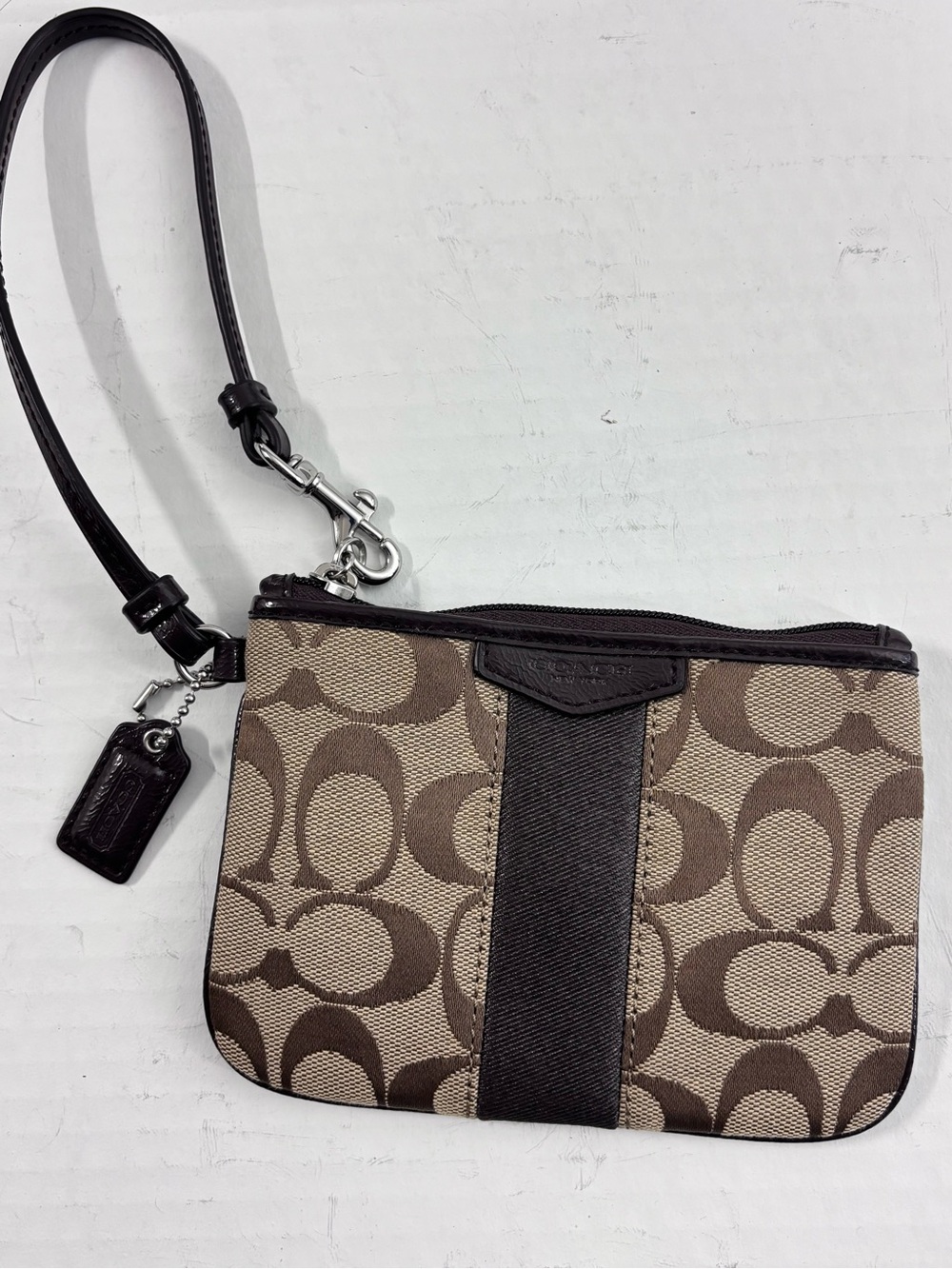 NWT Vintage Y2K Coach Signature Canvas Wristlet Bag Small